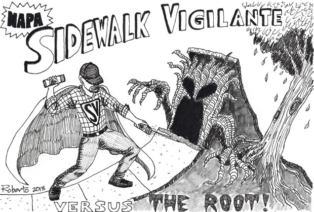 Editorial Cartoon: The sidewalk vigilante